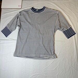 Cabin Creek Striped 3/4 Sleeve Crew Neck Top Women's‎ Navy White Casual